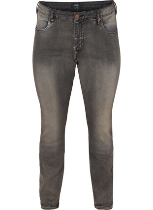 Zizzi Slim fit Emily jeans med normal talje, Dark Grey Denim, Packshot image number 0