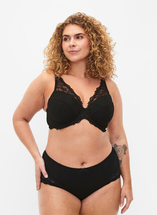 Zizzi Vatteret blonde bh med bøjle, Black, Model image number 2