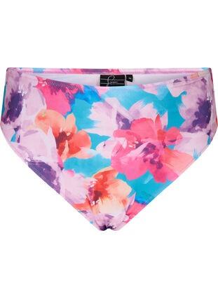 Zizzi Bikini underdel med print og høj talje , Pink Flower, Packshot image number 0