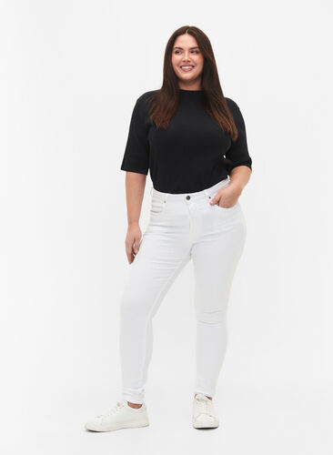 Zizzi Super slim Amy jeans med høj talje, White, Model image number 0