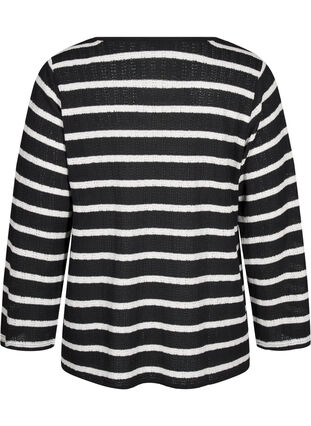 Zizzi Cardigan med bindebånd, Black White stripe, Packshot image number 1