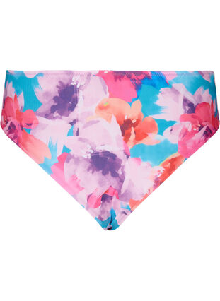 Zizzi Bikini underdel med print og høj talje , Pink Flower, Packshot image number 1