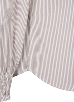 Zizzi Stribet skjorte med smock, Silver Mink Wh. St., Packshot image number 3