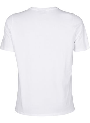 Zizzi T-shirt med rund hals og rhinsten, Bright White, Packshot image number 1