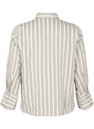 Zizzi Løs skjorte med striber, Sand w. Black Stripe, Packshot image number 1