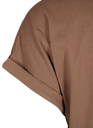 Zizzi Kortærmet t-shirt i bomuldsblanding, Coca Mocha, Packshot image number 3