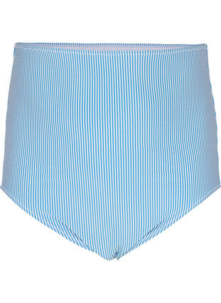 Zizzi Stribet bikiniunderdel med ekstra høj talje, BlueWhite Stripe AOP, Packshot image number 0