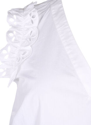 Zizzi Ærmeløs top i bomuld med flæser, Bright White, Packshot image number 3