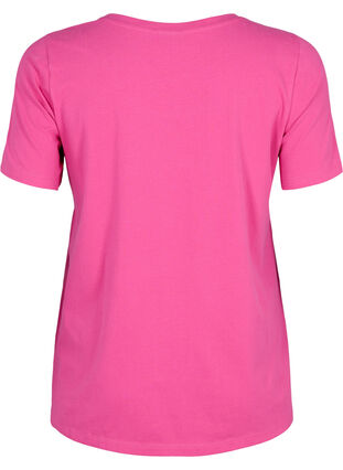 Zizzi Ensfarvet basis t-shirt i bomuld, Raspberry Rose, Packshot image number 1
