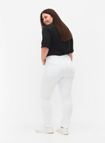 Zizzi Slim fit Emily jeans med normal talje, White, Model image number 1
