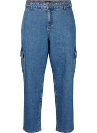 Cargojeans med høj talje, Blue Denim, Packshot