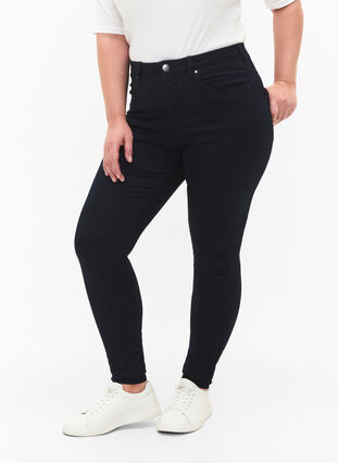 Zizzi Super slim Amy jeans med høj talje, Unwashed, Model image number 2