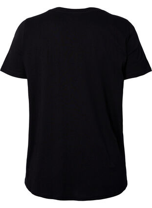 Zizzi Jule t-shirt med pailletter, Black w. Wine, Packshot image number 1