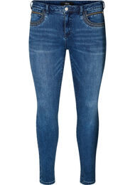 Super slim sanna jeans med nittedetaljer, Blue Denim