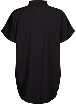 Zizzi Lang skjorte i viskose med korte ærmer, Black, Packshot image number 1