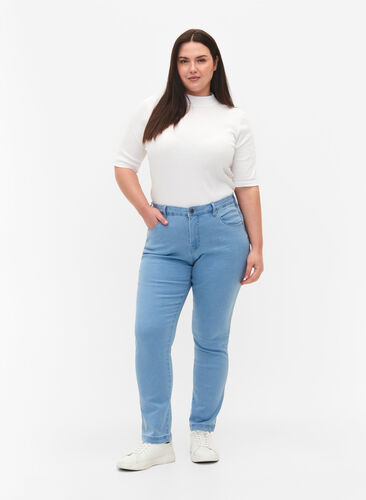 Zizzi Slim fit Emily jeans med normal talje, Ex Lt Blue, Model image number 0