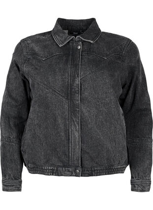 Zizzi Denimjakke med skjult lynlås, Dark Grey Denim, Packshot image number 0