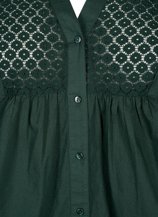 Zizzi FLASH - Skjortebluse med crochetdetalje, Scarab, Packshot image number 2
