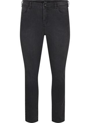 Zizzi Amy jeans med høj talje og super slim fit, Dark Grey Denim, Packshot image number 0