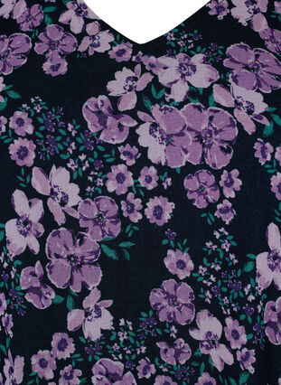 Zizzi Blomstret bluse med lange ærmer og v-hals, Black Small Fl. AOP, Packshot image number 2