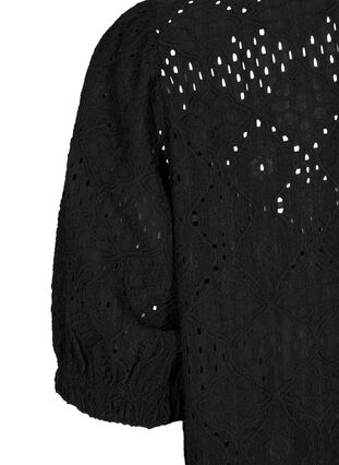 Zizzi Kort kjole med v-hals og hulmønster, Black, Packshot image number 3