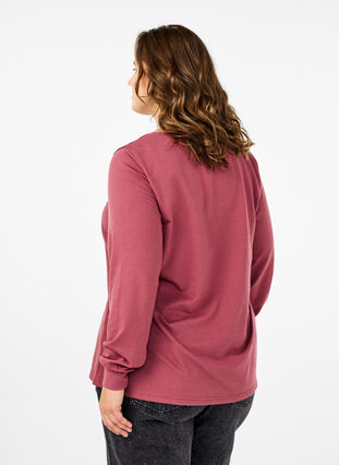 Zizzi Sweatshirt med blondedetalje, Rose Brown, Model image number 1