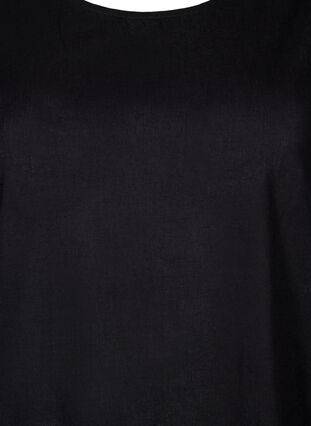 Zizzi Ærmeløs kjole i bomuldsmix med hør, Black, Packshot image number 2