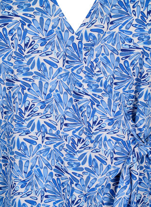 Zizzi FLASH - Wrapkjole med korte ærmer, White Blue AOP, Packshot image number 2