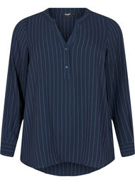 FLASH - Nålestribet skjortebluse, Navy Blazer Stripe