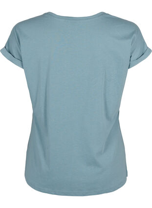 Zizzi Kortærmet t-shirt i bomuldsblanding, Smoke Blue, Packshot image number 1