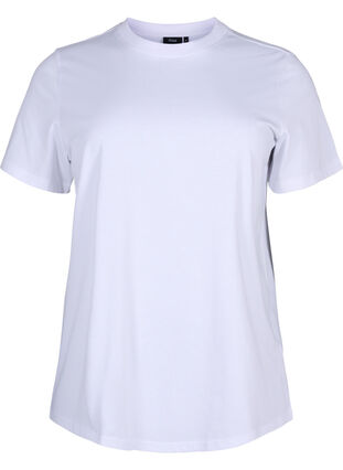 Zizzi Basis t-shirt i bomuld med rund hals , Bright White, Packshot image number 0