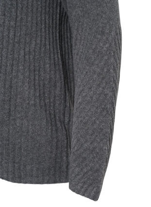 Zizzi Turtleneck strikbluse med rib, Dark Grey Melange, Packshot image number 2