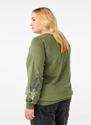 Zizzi Sweatshirt med broderede blomster, D. L. Green W. emb., Model image number 1