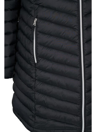 Zizzi Letvægts jakke med lommer og aftagelig hætte, Black, Packshot image number 3