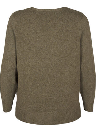 Zizzi Strikbluse med v-hals, Dusky G. Black Mel., Packshot image number 1