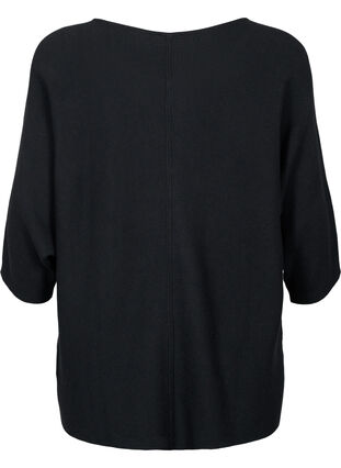 Zizzi Strikbluse med 3/4 ærmer, Black, Packshot image number 1