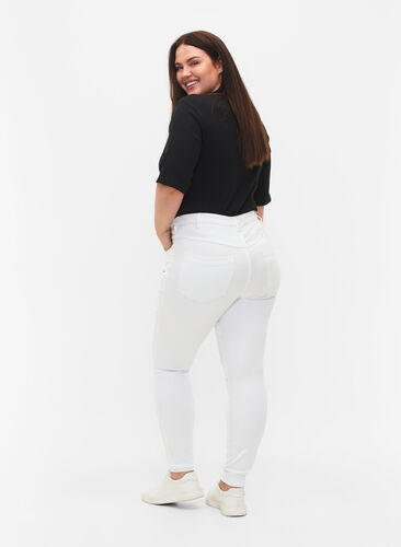 Zizzi Super slim Amy jeans med høj talje, White, Model image number 1