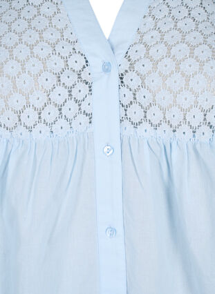 Zizzi FLASH - Skjortebluse med crochetdetalje, Cashmere Blue, Packshot image number 2