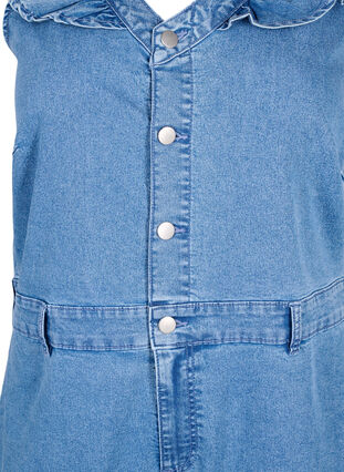 Zizzi Denim buksedragt med flæser, Light Blue Denim, Packshot image number 2
