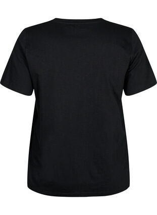 Zizzi Kortærmet basis t-shirt med v-hals, Black, Packshot image number 1