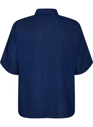 Zizzi Kortærmet viskose skjorte med krave, Medieval Blue, Packshot image number 1