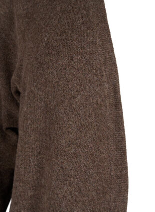 Zizzi Meleret strik cardigan med lommer, Espresso Mel., Packshot image number 2