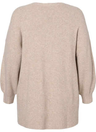 Zizzi Strikket cardigan med lynlås og lommer, Simply Taupe Mel., Packshot image number 1