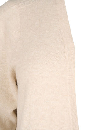 Zizzi Meleret strik cardigan med lommer, Pumice Stone Mel., Packshot image number 2