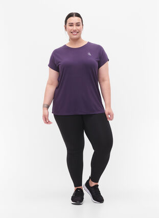 Zizzi Kortærmet trænings t-shirt, Purple Plumeria, Model image number 2