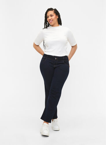 Zizzi Regular fit Gemma jeans med høj talje, Blue denim, Model image number 0