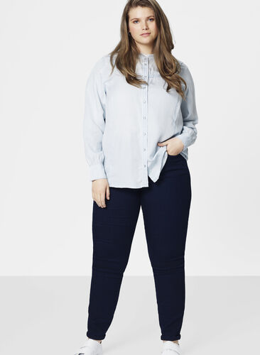Zizzi Højtaljede super slim Amy jeans, Dark blue, Model image number 1
