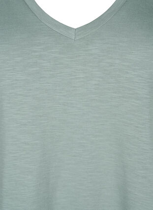 Zizzi Kortærmet basis t-shirt med v-hals, Chinois Green, Packshot image number 2