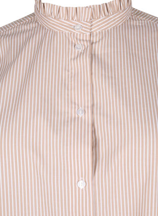 Zizzi Stribet skjortebluse med flæser, Silver Mink Stripe, Packshot image number 2