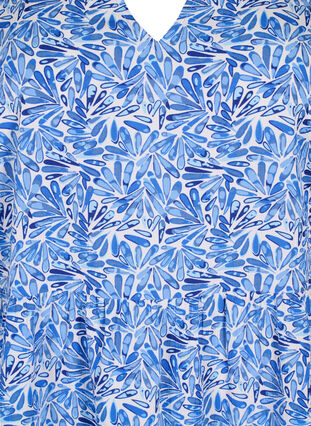Zizzi FLASH - Kjole med print og a-snit, White Blue AOP, Packshot image number 2